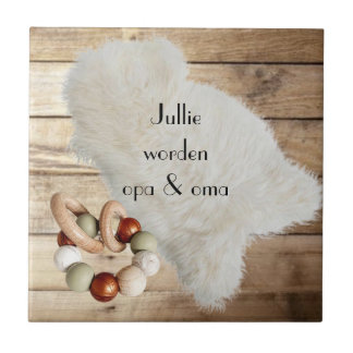 Tegel met tekst "Jullie worden opa & oma" Kakelplatta
