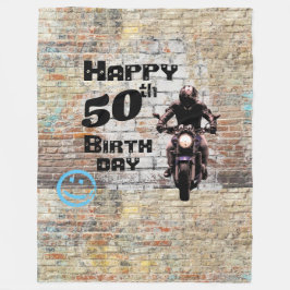 Tegelmur Industriel Grunge Motorcykel Graffiti Fleecefilt