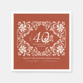 Tegelröd Shabby Chic 40-årsjubileum Servett