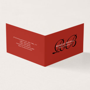 Tegelröd Stilfullt Monogram Minimalistiskt Enkel Visitkort