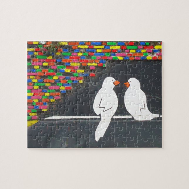 tegelstenfågelvägg: grafittivägg pussel (Horisontell)