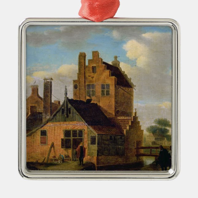 Tegelstenhus Julgransprydnad Metall (Framsidan)