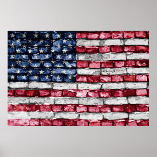 Tegelstenväggflagga av Amerikas förenta stater Poster