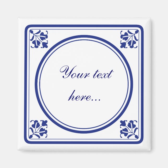 Tegeltje, liten nederländsk panel magnet (Framsidan)