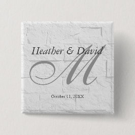 Tegelvägg Kalligrafi Skript Monogram Bröllop Knapp