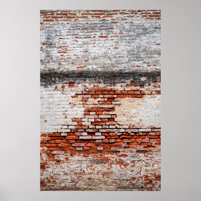 tegelvägg på den övergivna vägen, abstrakt, åldras poster (Framsidan)
