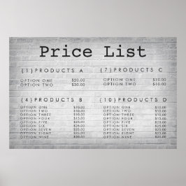 Tegelvägg Service Pris Meny Specialtryckt Poster