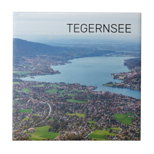 Tegernsee Bavaria Sjö Tyskland Panorama Souvenir Kakelplatta (Framsidan)
