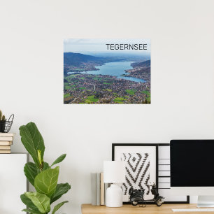 Tegernsee Bavaria Sjö Tyskland Panorama Souvenir Poster