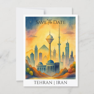 Teheran Iran anpassat Watercolor Spara datumet Vykort