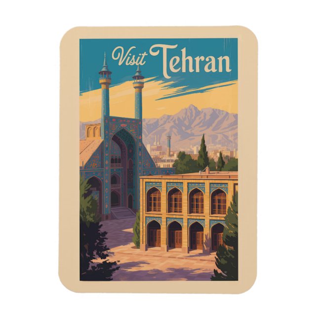 Teheran Iran Golestan Palace Illustration Travel Magnet (Vertikal)