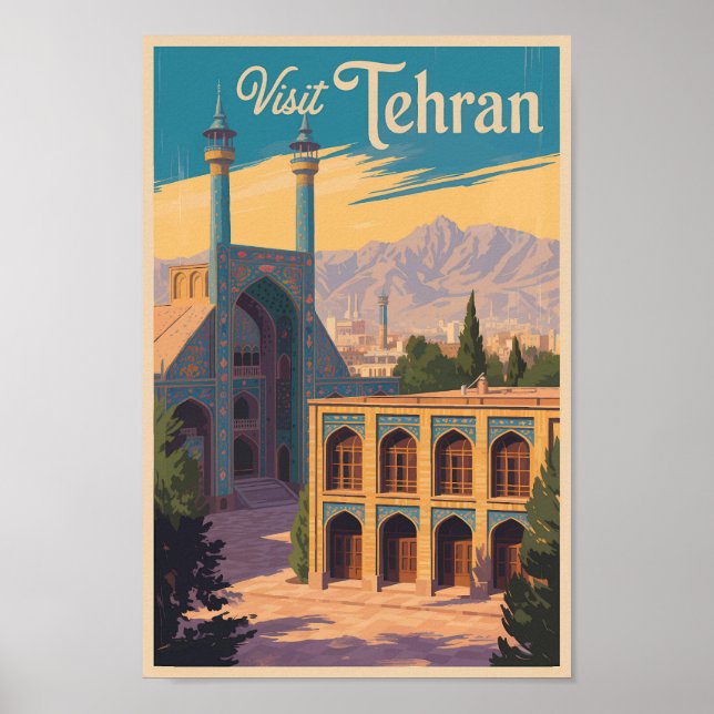 Teheran Iran Golestan Palace Illustration Travel Poster (Framsidan)