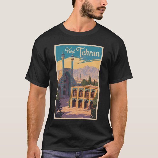 Teheran Iran Golestan Palace Illustration Travel T Shirt (Framsida)