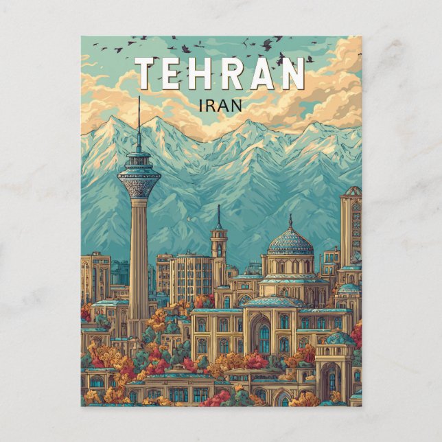 Teheran Iran Illustration Resa Konst Vintage Vykort (Framsida)