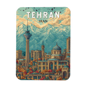 Teheran Iran Illustration Travel Art Vintage Magnet