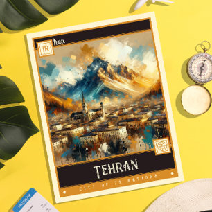 Teheran, Iran Måla Vintage Vykort