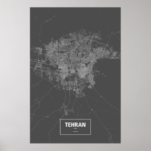 Teheran, Iran (vit på svart) Poster