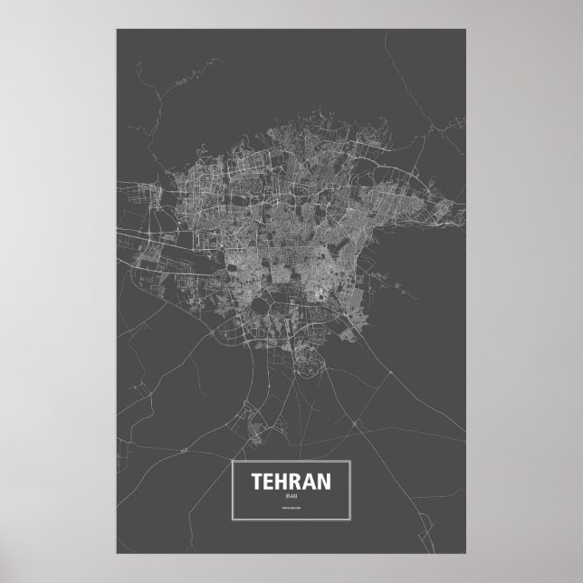 Teheran, Iran (vit på svart) Poster (Framsidan)