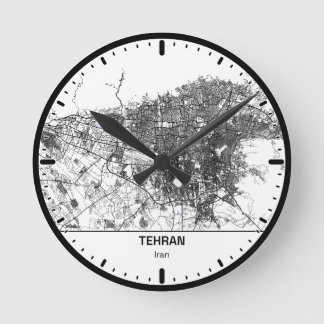 Tehran Clock City Line Art Rund Klocka