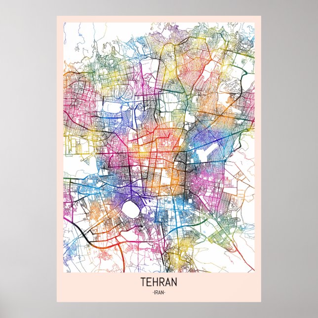Tehran Iran City Karta Poster (Framsidan)