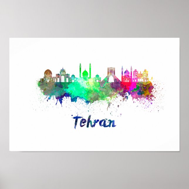 Tehran skyline i vattenfärg poster (Framsidan)
