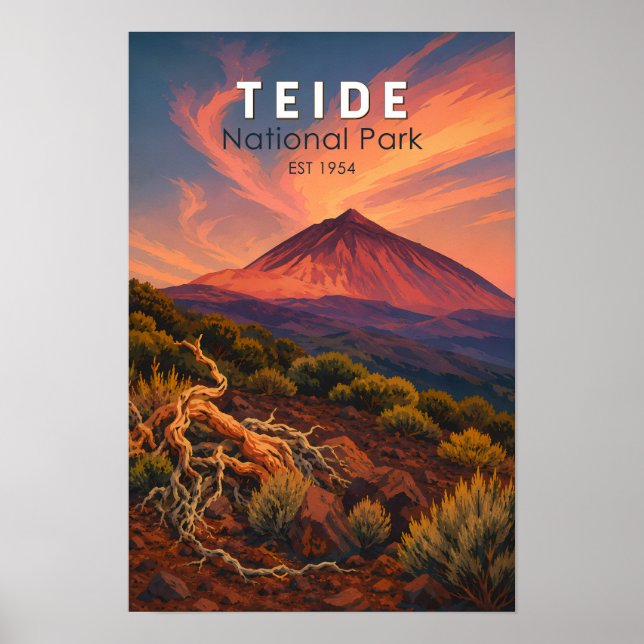 Teide nationalpark Spanien Illustration Resa Konst Poster (Framsidan)