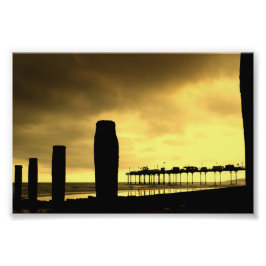 Teignmouth Pier och Beach Devon England UK Fototryck