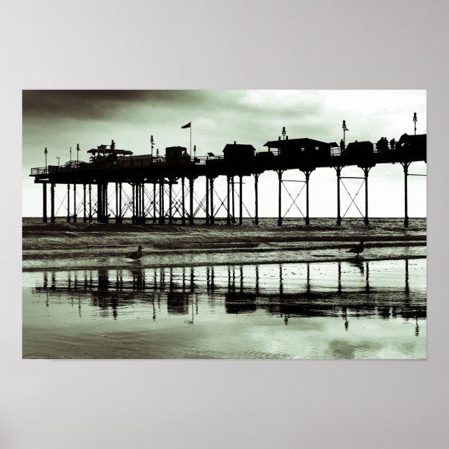 Teignmouth Pier och Beach Devon England UK Poster (Framsidan)