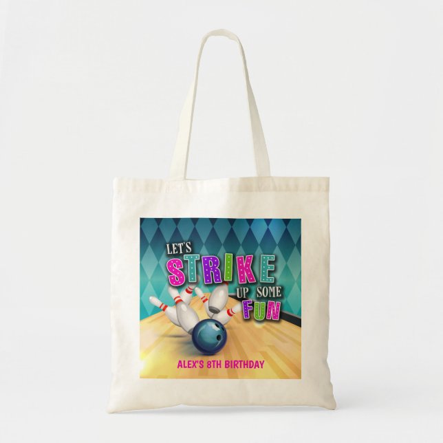 Tejen i Bowling Birthday Tote Bag Tygkasse (Framsidan)