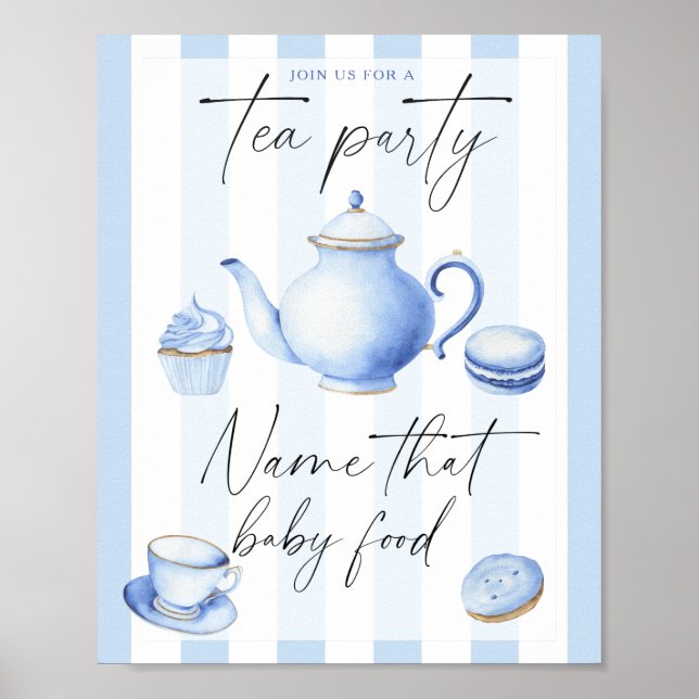 Tekalk baby shower - gissa det där barnmaten poster (Framsidan)