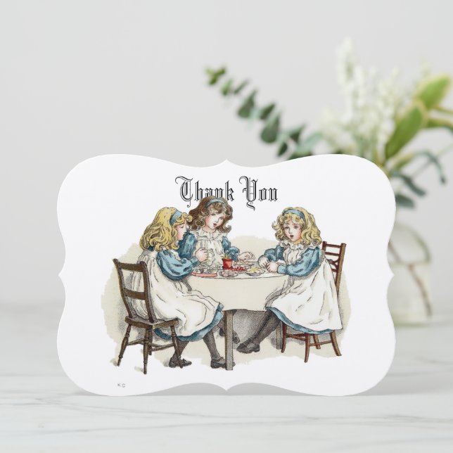 Tekamannafest i victoriansk stil av Kate Greenaway Tack Kort (Stående Fram)