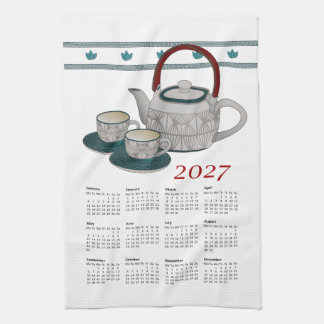 Tekandukskalender 2027 Kopp och tekanna Kökshandduk