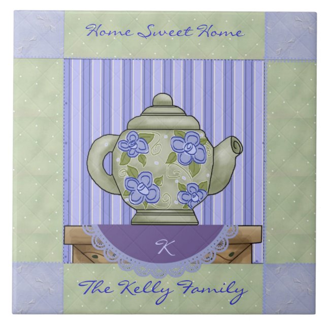 Tekanna av blommigt Kort blockdekorativ ruta Kakelplatta (Framsidan)