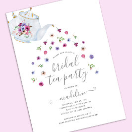 Tekanna Blommigt Möhippa Tea Party-inbjudan Inbjudningar