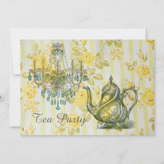 tekanna chandelier vintage te party inbjudningar (Framsida)