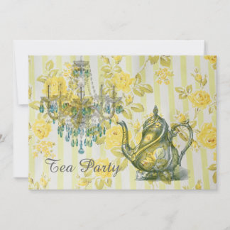 tekanna chandelier vintage te party inbjudningar