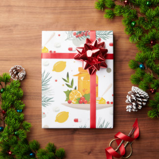 Tekanna, citron, kopp av te och blomma presentpapper