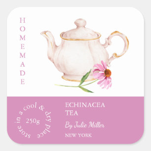 Tekanna Echinacea Tea Label Fyrkantigt Klistermärke