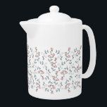 Tekanna för Blommönster av söt Rosa<br><div class="desc">Söt Rosa Blommönster Anpassningsbar Monogram. Fransk Land stil rosa blommor och pulverblått blad. Söt stollig heminredning. Blommigtar och löv. blommigt i hand plockade med detaljrikedom för vattenfärg. Den här land-designen med låg Fransk är underbar för många gåvor och tillfälle. Njut av ett trendig- och elegant-utskrift för nästa ge presentidé, för...</div>