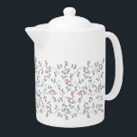 Tekanna för Blommönster av söt Rosa<br><div class="desc">Söt Rosa Blommönster Anpassningsbar Monogram. Fransk Land stil rosa blommor och pulverblått blad. Söt stollig heminredning. Blommigtar och löv. blommigt i hand plockade med detaljrikedom för vattenfärg. Den här land-designen med låg Fransk är underbar för många gåvor och tillfälle. Njut av ett trendig- och elegant-utskrift för nästa ge presentidé, för...</div>