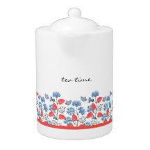 Tekanna för Blommönstret Blå kornblommor