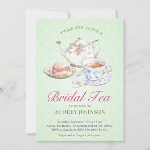Tekanna för Classy Möhippa High Tea Blommigt Bloom Inbjudningar