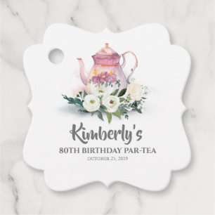 Tekanna för födelsedagspart-tea-Blommigt Gåvor Etiketter