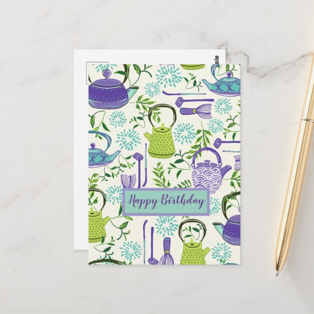 Tekanna för japansk Grönt Vykort (Fram/Back In Situ)