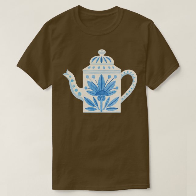 Tekanna för skandinavisk Blommigt T Shirt (Design framsida)