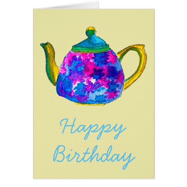 Tekanna för vit vattenfärg hälsningskort (Framsidan)