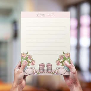 Tekanna Gult Rosa Namn Lining Brev Papper