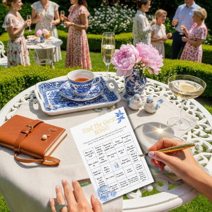 Tekanna Hitta Gäst Bröllopsdusch Bingo spel Inbjudningar