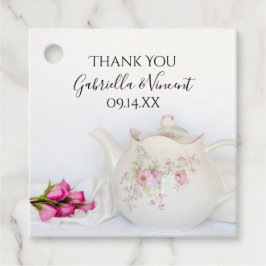 Tekanna med Rosa ros Bröllop Gåvor Etiketter