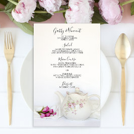 Tekanna med Rosa ros Tea Party Bröllop Menu